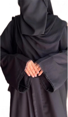 Hummiii Cotton Blend Solid Burqa With Hijab(Black)