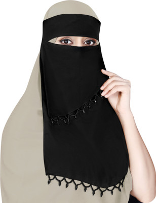 CRENCH CREATION Chiffon Solid Naqab(Black)