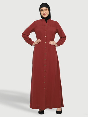Momin Libas Polyester Solid Abaya(Maroon)