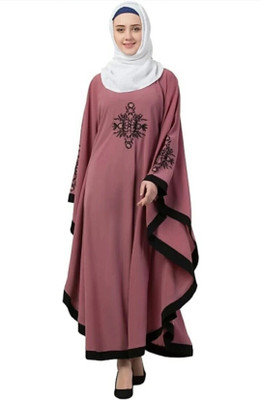 recent tdrends Crepe Solid Abaya With Hijab(Maroon)