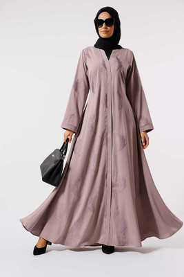SabidEnterprise Nida Matte Solid Abaya With Hijab(Pink)
