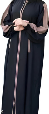 kashaf store Nida Matte Self Design, Solid Abaya(Black)