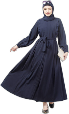 N4N Garments Nida Matte Solid Burqa With Hijab(Blue)