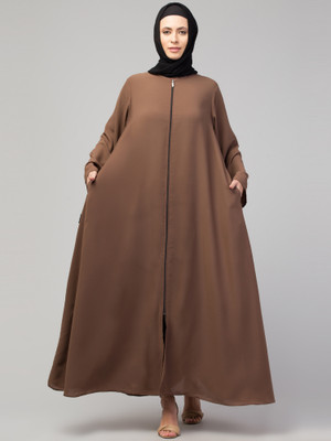 Nazneen Nida Matte Solid Burqa(Brown)