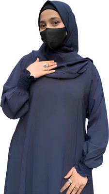 HijabBeauty Nida Matte Solid, Self Design Burqa With Hijab(Blue)