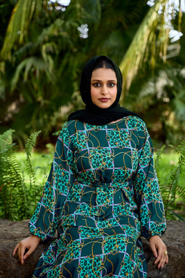 bhavyata Nida Matte Self Design Abaya(Blue)