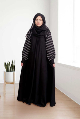 Muskan Fab Cotton Blend Self Design Burqa With Hijab(Black)