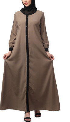 MATIFA Nida Matte, Kashibo Solid Abaya With Hijab(Brown)