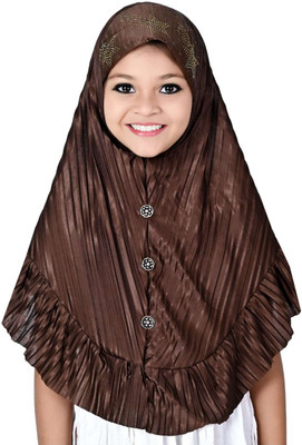 MiddyaJori Georgette Solid Naqab With Hijab(Brown)