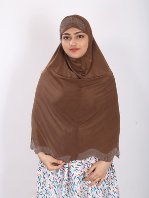 TEXNOVA Polyester Self Design Abaya(Brown)