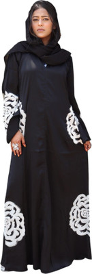 Hadi Collection Polyester Self Design Burqa With Hijab(Black)