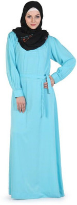 FORELEVY Polyester Solid Abaya(Blue)