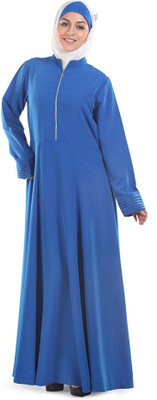 Momin Libas Silk Blend Solid Abaya(Blue)