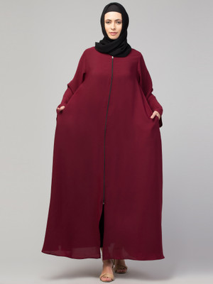 Nazneen Nida Matte Self Design Abaya(Maroon)
