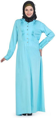 FORELEVY Polyester Solid Abaya(Blue)