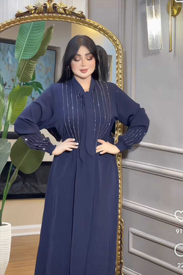 maabaya Polyester Self Design Abaya With Hijab(Blue)