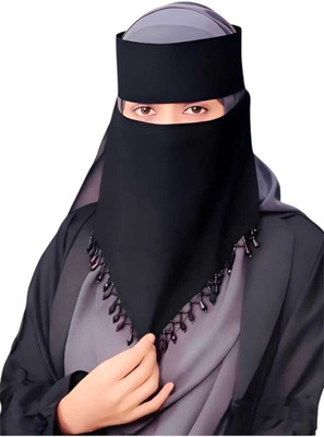 HouseOfCommon Georgette Solid Naqab(Black)