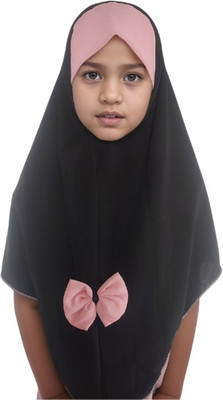 Cherry modest fashion Georgette Solid Naqab With Hijab(Black)