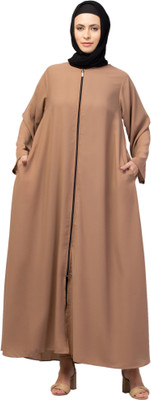HIJAB WORLD Nida Matte Solid Burqa(Beige)