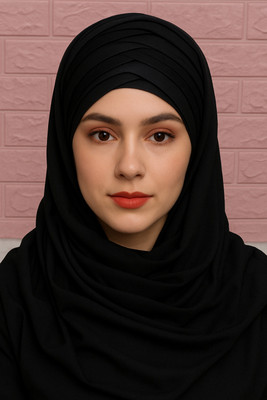CRAFTS N CREATIONS Georgette Solid Naqab(Black)