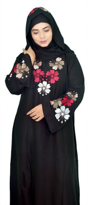 DCSTORE1 Polyester Self Design, Solid Burqa With Hijab(Black)