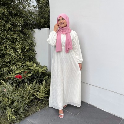 Excellent Georgette, Crepe Solid Abaya(White)