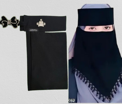 CRENCH CREATION Chiffon Solid Naqab(Black)
