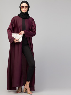 HIJAB WORLD Nida Matte Solid Burqa(Maroon)