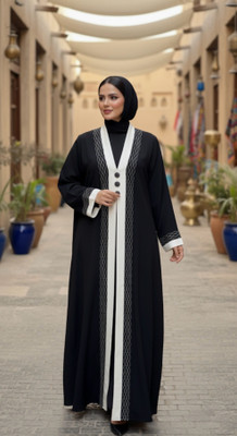 ICONIC TRND Cotton Blend Solid Burqa With Hijab(Black)