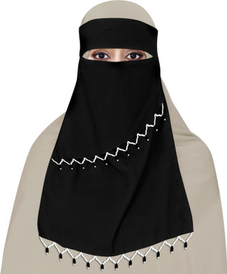 CREANCH CREATION Chiffon Solid Naqab(Black)