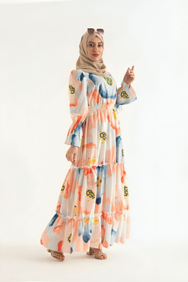 bhavyata Nida Matte Printed Abaya(Multicolor)