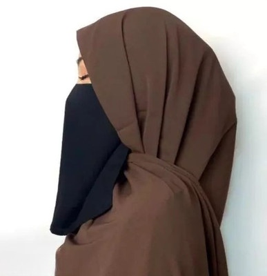 Nalmie Chiffon Solid Naqab(Black)