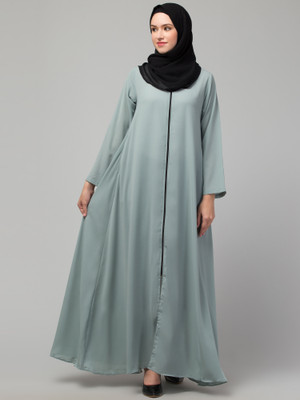 HIJAB WORLD Nida Matte Solid Burqa(Grey)