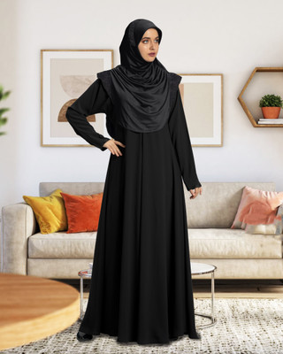 mehar hijab Polyester Solid Abaya(Black)