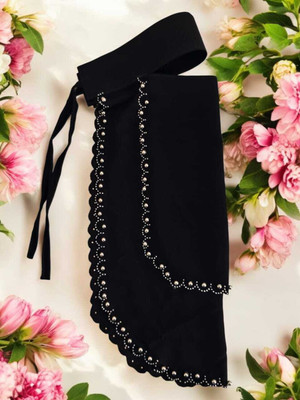 SAHINADUPATTA Georgette Solid Naqab(Black)