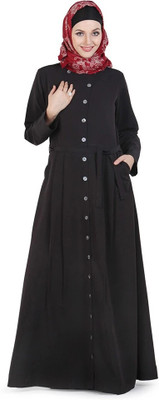 Momin Libas Polyester Solid Abaya(Black)