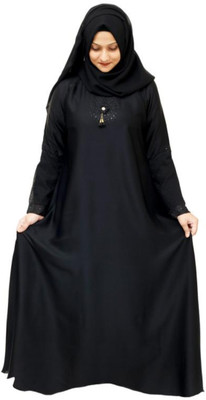 SAVE AND SAFE Georgette Self Design Burqa With Hijab(Black)