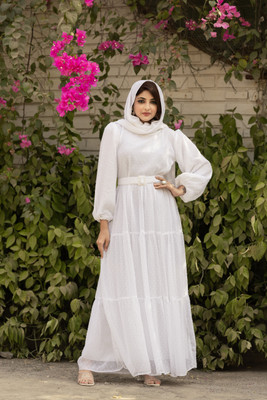 SARINKU Georgette Abaya(White)