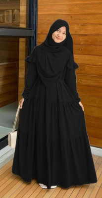 SK Collection Nida Matte Self Design Burqa With Hijab(Black)