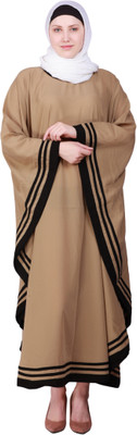 MODEST CITY Crepe Self Design Abaya With Hijab(Beige)