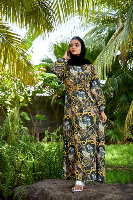 bhavyata Nida Matte Self Design Abaya(Black)