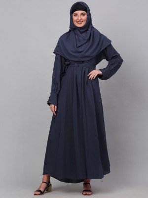 Klotthe Polyester Self Design Burqa(Blue)