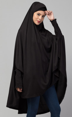 VERMELLO Polycotton Solid Burqa(Black)
