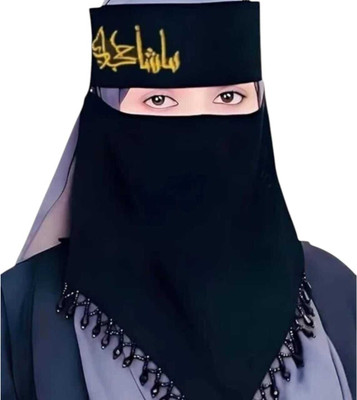 ETERNALLEXIS Chiffon Self Design Naqab(Black)