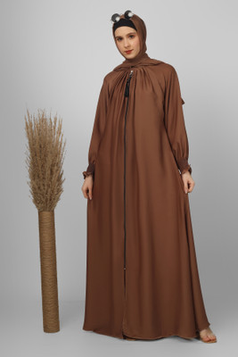 ovais abaya collection Nida Matte Solid Abaya With Hijab(Beige)