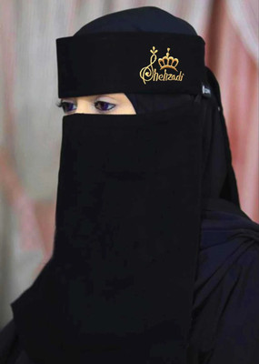 Dhyeyu Chiffon Solid, Self Design Naqab(Black)