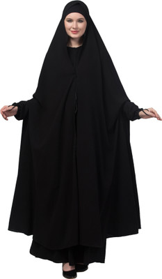 Nazneen Nida Matte Self Design Burqa With Hijab(Black)