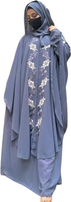 kashaf store Georgette Self Design Burqa With Hijab(Grey)