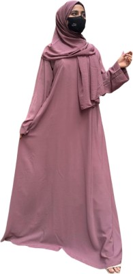 Dubai Collection Nida Matte Solid Burqa With Hijab(Pink)