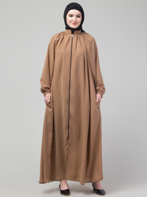 HIJAB WORLD Nida Matte Solid Abaya(Beige)